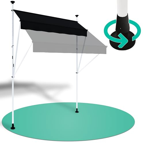 Strattore Klemmmarkise/Balkonmarkise 300 x 120 cm Sonnenschutz Markise - ohne Bohren - Manuell einziehbar - Anthrazit