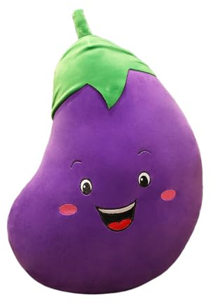 Herfair Früchte Plüschtiere, Obst Kuscheltier, Kreativ Plüsch Kissen Deko Kuschelkissen Kinder Cartoon Simulation Karotte Weich Plüschkissen Spielzeug für Kinderzimmer Sofa Deko (Auberginen,30cm)