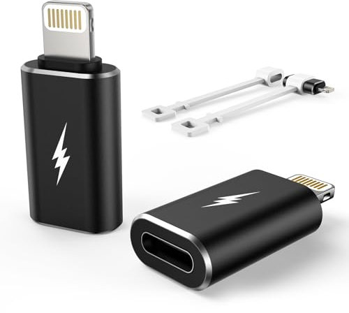 TechMatte USB C Typ C auf Lightning Adapter 12W Ladeadapter kompatibel mit iPhone 14 und früheren Modellen, iPad iPod AirPods, Nicht geeignet für Kopfhörer / OTG Android Support Anti-Verlust-Funktion