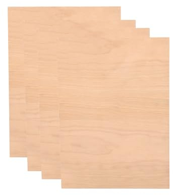 LetCart Sperrholz, 0,3 cm x 20,3 cm, unlackiertes Holz für Lasergravur, CNC-Schneiden (Rotbuchen-Sperrholz), 4 Stück