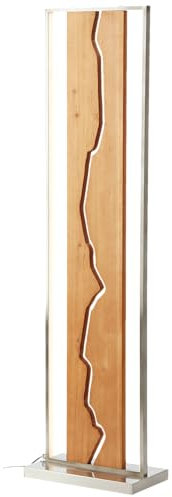 Lightbox LED lampadaire | 120 cm x 33 cm | lampadaire avec barre en bois flash & interrupteur à pied | couleur de lumière blanc chaud : 3000 K | luminosité : 2300 lm | en bois/métal en nickel