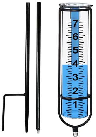 Genikeer Pluviomètre Extérieur - Pluviomètre De Jardin | Pluviomètre D'extérieur Pluviomètre À Grands Chiffres avec Piquet pour Jardin, Cour, Pelouse, Étang, Terres Agricoles