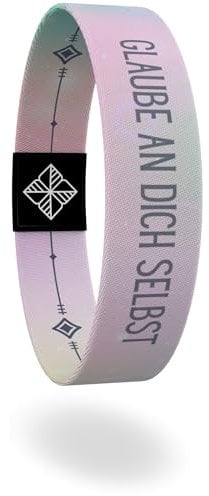 juma - glaubensband | Set Achtsamkeit - Verschiedene Größen | Energie- & Motivations-Armbänder, Aus Stoff, Inspirierende Glücksbringer für Kinder, Damen (M - 17 cm, Glaube an dich selbst)