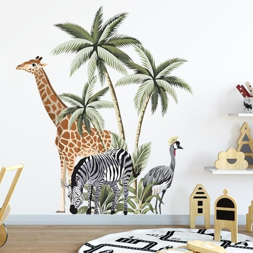 astylishome Wanddeko Wohnzimmer Wandtattoo Wandsticker Kinderzimmer Aufkleber Wandbild Safari Tiere Elefant Wand Deko Kinder Spiel Baby Jungen Zimmer 1504