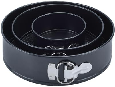 BSDLZCH 3pcs Round Cake Mold with Lock Bottom Baking Tray, Cake Mold Set qifeng Cake Baking Tray (Black)