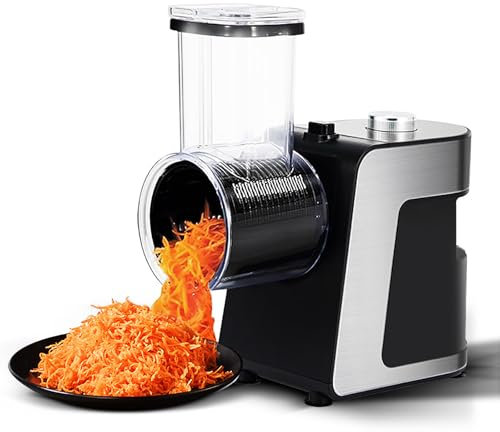 FfiMe Electric Cheese Grater, 400W Automatic Vegetable Chopper, Electric Salad Maker, Multifunctional Grater, Food Processor, Stainless Steel Blade, for Cheese, Carrots, Potatoes
