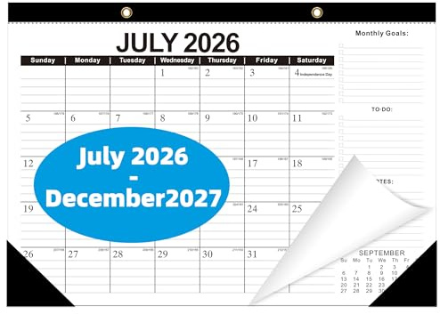 Kalender 2026 Tischkalender 2026–2027, Wandkalender von Januar 2026 bis Juni 2027, 18 Monate, 43,2 x 30,5 cm, dickes Papier für Büro, Schule, Zuhause