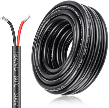 Cable eléctrico de 16 AWG 2 x 1,5 mm² de 10 metros, cable de 2 hilos, cable subterráneo de 5 V/12 V/24 V, cable de cobre estañado, cable de alimentación flexible y suave, cable de alimentación de alta