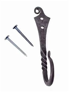 Pera Peris Handgeschmiedeter Wandhaken tordiert - groß wie im Mittelalter mit Nagel/Hängehaken/Garderobenhaken/Wandhalterung/Kleiderhaken/LARP Wikinger/Lagerleben/geschmiedet