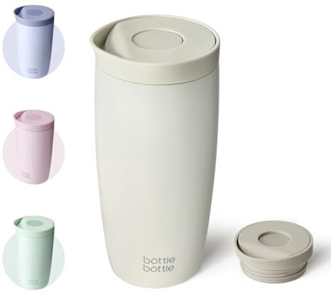BOTTLE BOTTLE Thermobecher 500ml To Go – Premium Isolierbecher aus Edelstahl, auslaufsicher, BPA-frei, Quick-Press-Verschluss, doppelwandig, hält Getränke lange heiß & kalt (Grau)