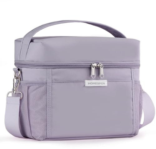 HOMESPON Kühltasche Klein 10L Faltbare Isoliert Lunchtasche für Unterwegs, Picknick, Büro & Reise Thermotasche Lunch Bag mit Tragegriff(Violett M)