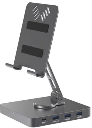 Kayfg Soporte de Concentrador 10 en 1, Estación de Acoplamiento Tipo C, Compatible con 4K60Hz PD100W, Soporte de Escritorio Giratorio Plegable, Accesorio para Computadora Portátil