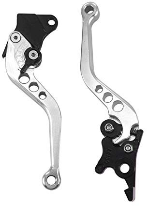 HFGDRH Universal Bremshebel für Motorrad, 2 stücke Hohe Qualität Legierung Motorradbremsgriff Bunte CNC Motorradkupplung Bremshebelgriff Fit for Motorabänderung(Silver)