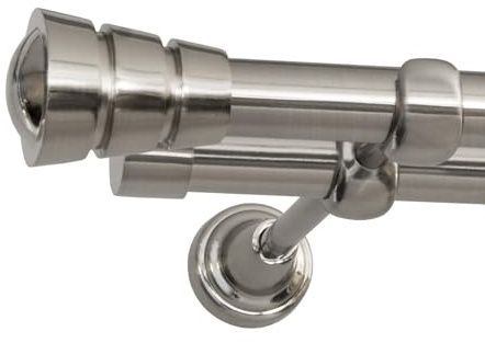 Print Cycero packaging Gardinenstange 400cm breit - 19 mm Durchmesser - 2-Läufig, Wandbefestigung - Vorhangstange für Ösenvorhänge, Fenster, schwere Vorhänge, Innenlaufstange - Fedora