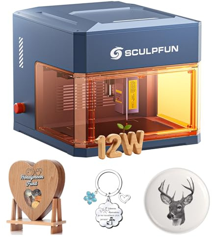 SCULPFUN iCube Ultra de 12W Grabadora láser portátil de escritorio totalmente cerrada, área de trabajo de 150 x 150 mm con filtro de humo