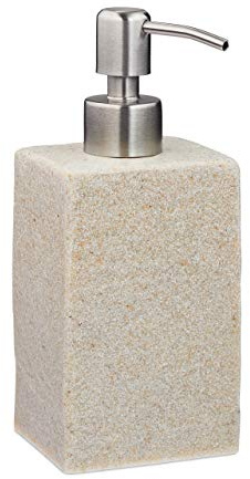 Relaxdays Seifenspender, 200 ml, nachfüllbar, Bad, WC, Küche, Flüssigseifenspender, Polyresin, Edelstahlpumpe, Farbwahl
