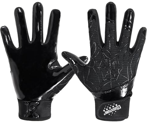 AIGEVTURE Youth Football Gloves Kids Inspired Receiver Gloves Boys Girls Unmatched Grip Comfort Jet Black Medium