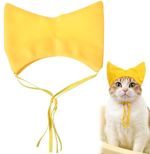 Cat Bath Protection, Pet Shower Cap, Cat Shower Caps, Waterproof Bath Cap, Adjustable Strap And Cute Ears for House Cats Small Dogs Puppy Grooming Accessories (Yellow)