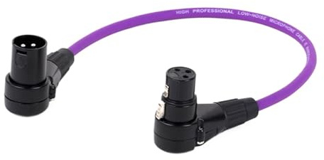 KNYCVDJ XLR Cable 90 Degree Male to Female Audio Cables Cannon Balanced XLR Karon Microphone Mixing Console Sound Card Extension Line(Purple,15m)