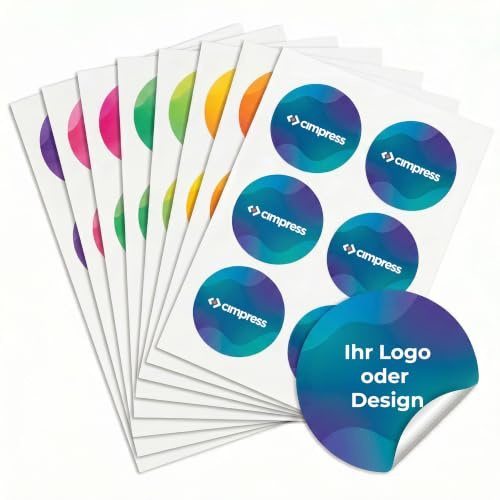 Cimpress Personalisierte Etiketten Bögen, 60 Stück, Rund (7.6 x 7.6 cm) Mattweiße Aufkleber mit Logo oder Design für Verpackung und Organisation