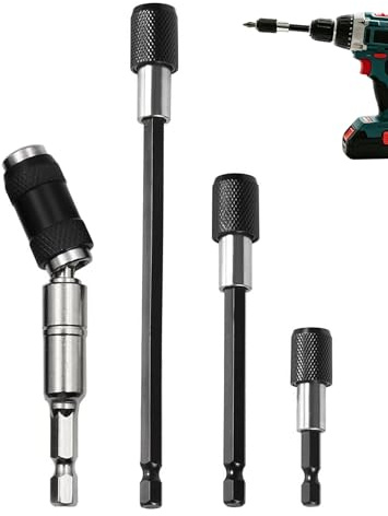 MenYiYDS 4 Pezzi Prolunga Avvitatore, Asta Prolunga in Acciaio Legato 60/100/150mm, Supporto per Punta da 1/4, Trapano Magnetico con Impugnatura Esagonale, Esta di Prolunga per Avvitatore (nero)