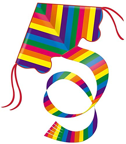 Günther Flugspiele 1159 - Einleiner-Drachen Rainbow, ca. 98 x 54 cm, Kinderdrachen aus robustem Polyester, für Kinder ab 6 Jahren, inkl. Griff und Drachenschnur