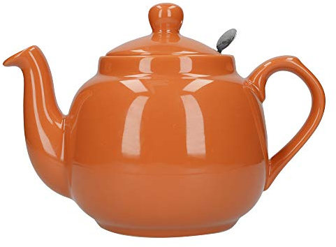 London Pottery Farmhouse Loose Leaf Teapot with Infuser, Ceramic, Orange, 4 Cup (1.2 Litre)