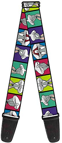 Buckle-Down Guitar Strap Bugs Bunny Expression Blocks Multi Color 2 Inches Wide (GS-WLTBB005)