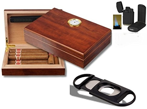Humidor - Geschenkset Polymerbefeuchter, Cutter, Feuerzeug inkl. Lifestyle-Ambiente Tastingbogen
