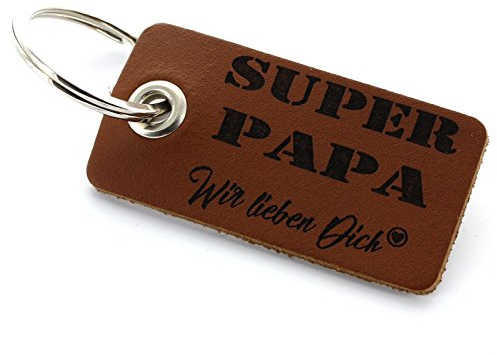 Lieblingsmensch Schlüsselanhänger aus Leder - Modell: Wir lieben dich Papa