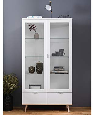 möbelando Vitrine Standvitrine Glasvitrine Vitrinenschrank Holzvitrine Schrank Dalarna I