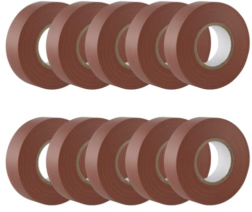 GTSE - Isolierband Braun - 19 mm x 20 m - strapazierfähiges, selbstklebendes Isolierband - zum Schutz, Bündeln und Reparieren von Kabeln - 10 Rollen