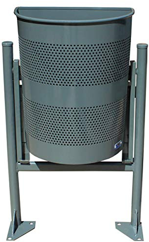 PAL | Papelera exterior de Calle metalica semicircular | papelera hierro jardin de Hierro Gris - 1 Papelera