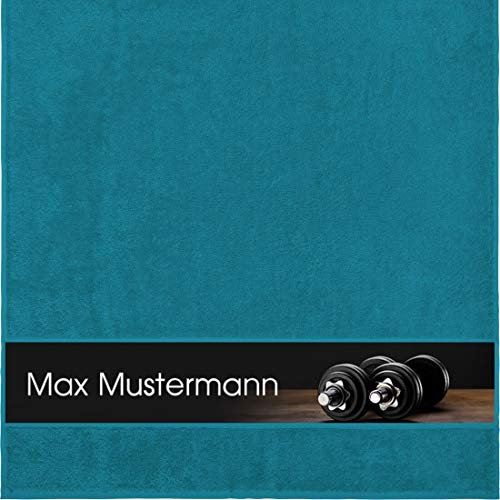 Manutextur Duschtuch mit Namen - personalisiert - Motiv Sport - Kraftsport - viele Farben & Motive - Dusch-Handtuch - Petrol - Größe 70x140 cm - persönliches Geschenk mit Wunsch-Motiv und Wunsch-Name