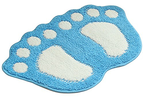 Badezimmer Teppich Tür Fußmatte Badematte - Niedliche Pfote Füsse Toilette Badewanne Dusche Rutschfeste Matte Wasser Absorbierend Schnell Trocknend Waschbar Langlebig Teppich - 40cm x 60cm (Blau)