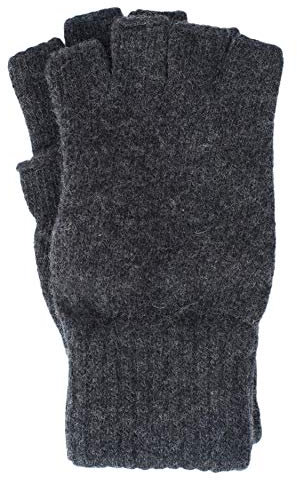 FosterNatur, Herren Handschuhe Fingerlos, 100% Wolle (9,5, Anthrazit)
