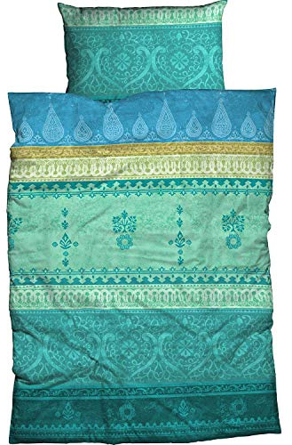 Casatex Bettwäsche Indi Satin türkis-smaragd Größe 155x220 cm (80x80 cm)