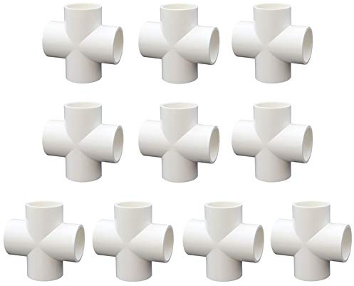 JIHUOO - Set di 10 connettori in PVC a 4 vie, per serre e mobili, per attrezzi da giardinaggio, 20 mm