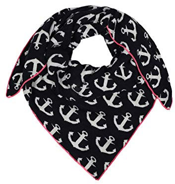 Zwillingsherz Dreieckstuch Stola Schal mit Kaschmir und Wolle für Damen Mädchen Jungen Kinder - Hochwertiges Cashmere Halstuch im Anker Print Muster Motiv - Multifunktionstuch für Sommer Herbst Winter