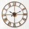 ARVINKEY European Farmhouse Vintage Wall Clock with Roman Numerals, 40cm Non-Ticking Battery Operated Metal Skeleton Decorative Clock for Home Kitchen (Gold)