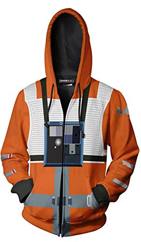 jiazery QZ Kapuzenpulli mit Reißverschluss und Tasch, Star War Jacke mit Kapuze (Luke Skywalker-S/M)