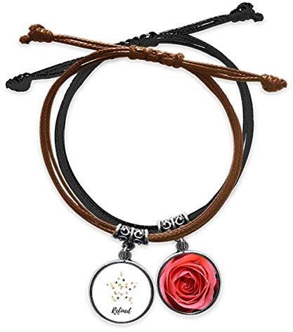 Colori Piante astratte Arte Modello Bracciale Corda A Mano Catena In Pelle Rosa Wristband