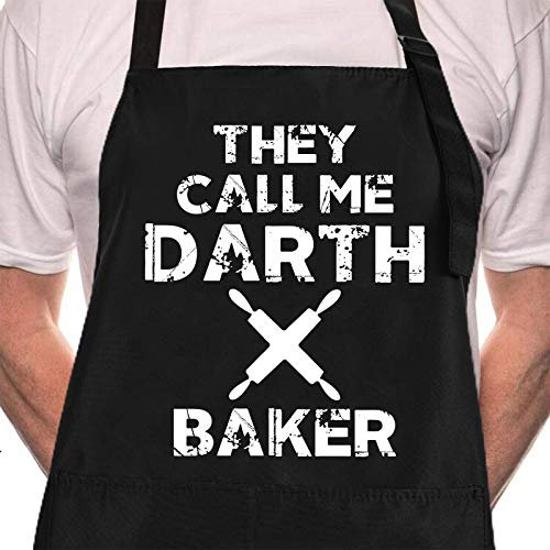 Rosoz Funny BBQ Black Adjustable Kitchen Cooking Chef Aprons for Men…, They Call Me Darth Baker, One size