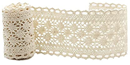 5 yards Ruban de Dentelle Vintage Beige Ruban Décoratif en Coton, Au Crochet Bordure en Dentelle, pour couture, travaux manuels, décoration de mariage, emballage cadeau (5,8 cm)