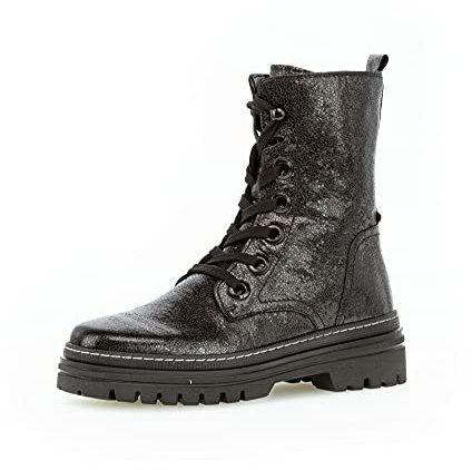 Gabor Damen Combat Boots, Frauen Stiefeletten,Wechselfußbett,Best Fitting,uebergangsstiefel,schnürstiefel,warm,Woman,schwarz (Weiss),38.5 EU / 5.5 UK