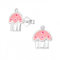 Silberne Ohrstecker, rosa Cupcake mit Kristall