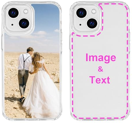 MXCUSTOM Personalised Phone Case for Apple iPhone 13 Mini | Customised with Photo Image Text Picture Design Shockproof Make Your Own Phone [Soft Cushion Bumper+Hard PC Back] (P1)