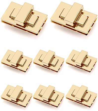 QWORK® 8 Stück Gold Taschenverschluss, Drehverschluss Aluminiumlegierung für Handtaschen Geldbeutel