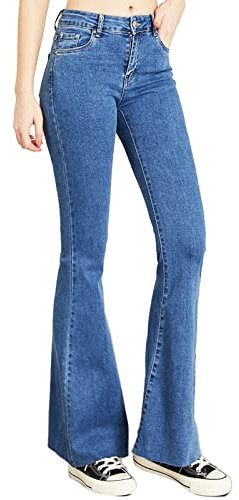 Toocool Jeans Damen Skinny Hose Stretch Pfote Elefant Glocke M7056, denim, L