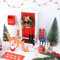 PLULON 26St Weihnachtselfe Zubehör Rote Feentür Mini-Weihnachtsbäume Weihnachtsmann-Schneemann-Hirsch-Baum-Kranz Verzierungen im Freien Weihnachtselfen-Mädchen-Dekorationen Feenmodell aus Holz